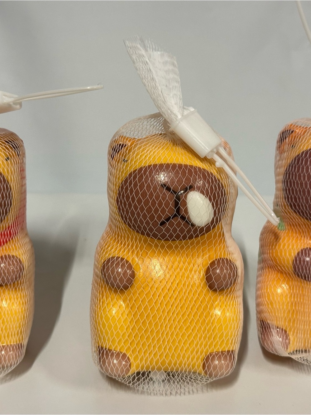 Yellow Bear Figurine Squishy Squishy Bear lot of theee